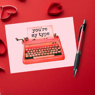 Cartes Pour Fêtes Annuelles Vous êtes mon type Vintage machine à écrire Nostal