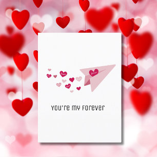 Cartes Pour Fêtes Annuelles Vous êtes My Forever, mignon avion rose & Coeurs