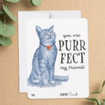 Vous Êtes "Purrffect" Pun Valentine Grey Kitty Cha