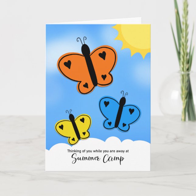 Cartes Pour Fêtes Annuelles Vous pensez aux papillons du camp d'été (Devant)