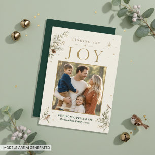 Cartes Pour Fêtes Annuelles Vous souhaitez Joie Élégant Photo Vert