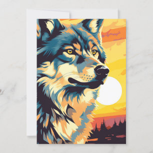 Cartes Pour Fêtes Annuelles Voyage impressionniste de loup majestueux