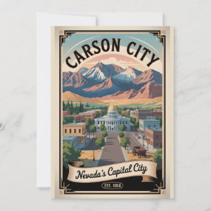 Cartes Pour Fêtes Annuelles Voyage Rétro à Carson City Nevada