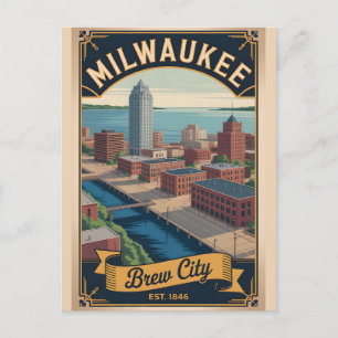 Cartes Pour Fêtes Annuelles Voyage Rétro à Milwaukee Wisconsin