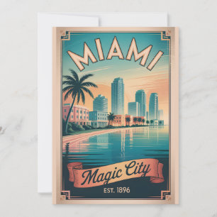 Cartes Pour Fêtes Annuelles Voyage Rétro Miami Floride Magic City