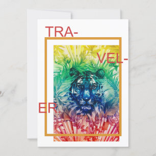 Cartes Pour Fêtes Annuelles Voyager Jungle Wild Tiger Feuilles tropicaux