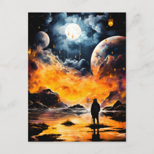 Cartes Pour Fêtes Annuelles Voyageur astronaute Horizon cosmique Voyage