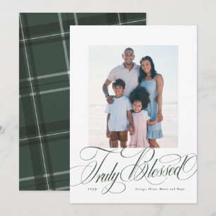 Cartes Pour Fêtes Annuelles Vraiment béni la photo de Noël religieuse verte