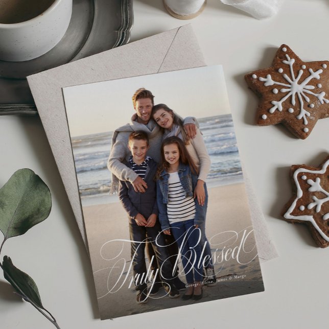 Cartes Pour Fêtes Annuelles Vraiment béni l'élégante photo de Noël religieux (Créateur téléchargé)