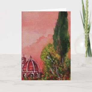 CARTES POUR FÊTES ANNUELLES VUE DE SAINT MARIE DE FLEURS / FLORENCE EN COUCHER