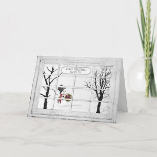 Cartes Pour Fêtes Annuelles Vue-Fenêtre de bonhomme de neige - Noël - copain
