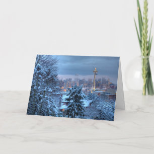 Cartes Pour Fêtes Annuelles Vue pittoresque de Snowy Seattle
