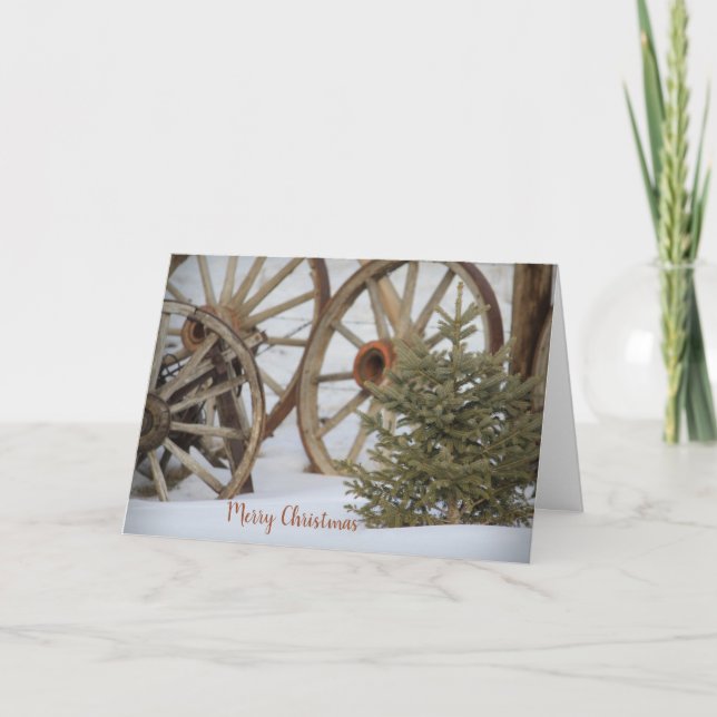 Cartes Pour Fêtes Annuelles Wagon Wheels Pays Noël (Devant)