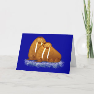 Cartes Pour Fêtes Annuelles Walrus Pair Floating on Ice Flow greeting card