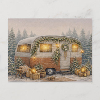 Cartes Pour Fêtes Annuelles Warm Neutral Watercolor Rustic Christmas Camper