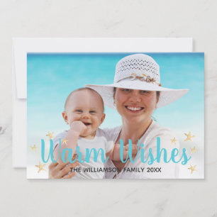 Cartes Pour Fêtes Annuelles Warm Warm Blue Beach Starfish Photo de Noël