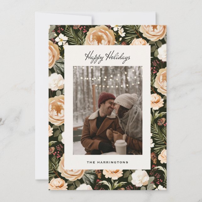 Cartes Pour Fêtes Annuelles Warm Winter Florals Photo (Devant)