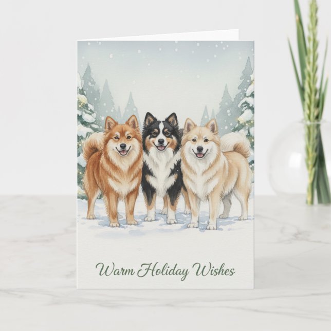 Cartes Pour Fêtes Annuelles Warm Wishes – Icelandic Sheepdogs Holiday Card (Devant)