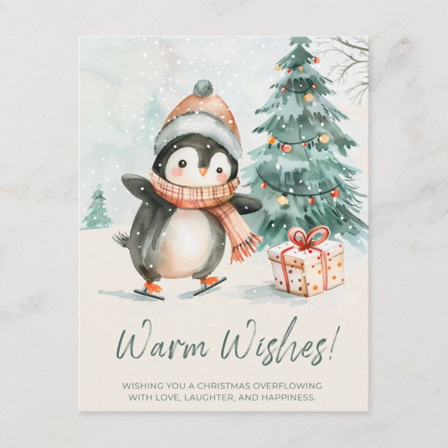 Cartes Pour Fêtes Annuelles Warm Wishes Penguin (Devant)