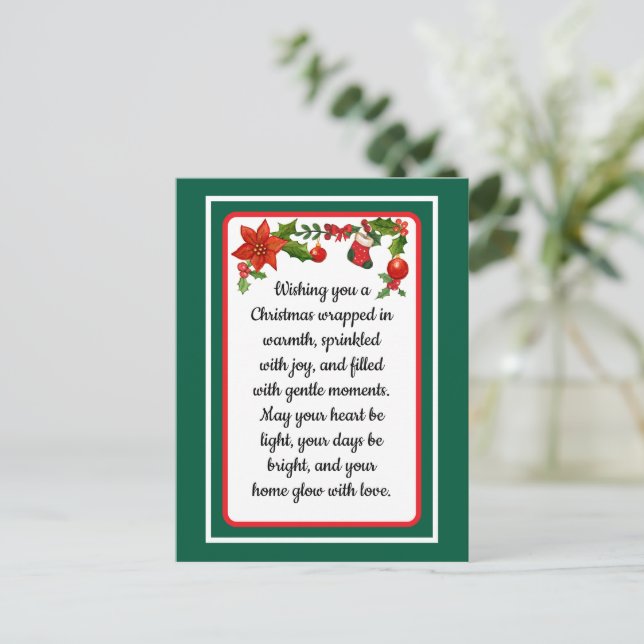 Cartes Pour Fêtes Annuelles Warm wishes poinsettia christmas card (Debout devant)