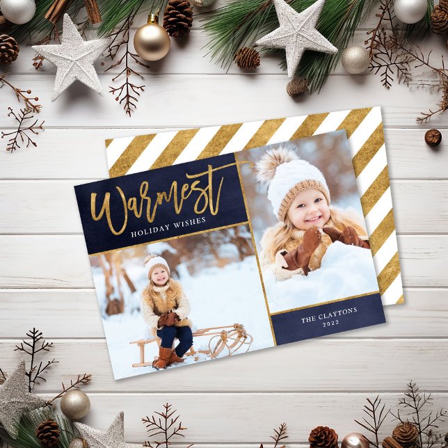 Cartes Pour Fêtes Annuelles Warmest Warmest Faux Gold Foil 2 Photo (Créateur téléchargé)