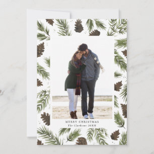 Cartes Pour Fêtes Annuelles Watercolor Pine Sprigs Christmas Photo Card