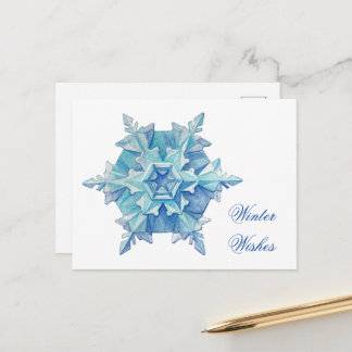 Cartes Pour Fêtes Annuelles Watercolor Snowflake