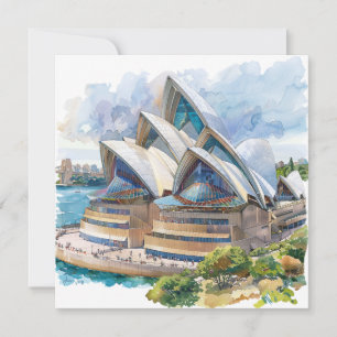 Cartes Pour Fêtes Annuelles Watercolor Sydney Opera House Aussie