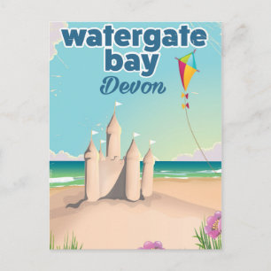 Cartes Pour Fêtes Annuelles watergate bay devon sandcastle poster de vacances