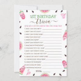 Cartes Pour Fêtes Annuelles Watermelon One In A Melon 1er Anniversaire Trivia 