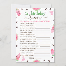 Cartes Pour Fêtes Annuelles Watermelon One In A Melon 1er Anniversaire Trivia 