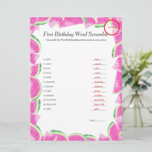 Cartes Pour Fêtes Annuelles Watermelon Premier Anniversaire Mot Débauche Répon