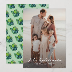 Cartes Pour Fêtes Annuelles Waterolor Tropical Feuilles Photo Mele Kalikimaka