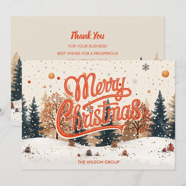 Cartes Pour Fêtes Annuelles Waterton Christmas Tree Forest Business (Devant / Derrière)