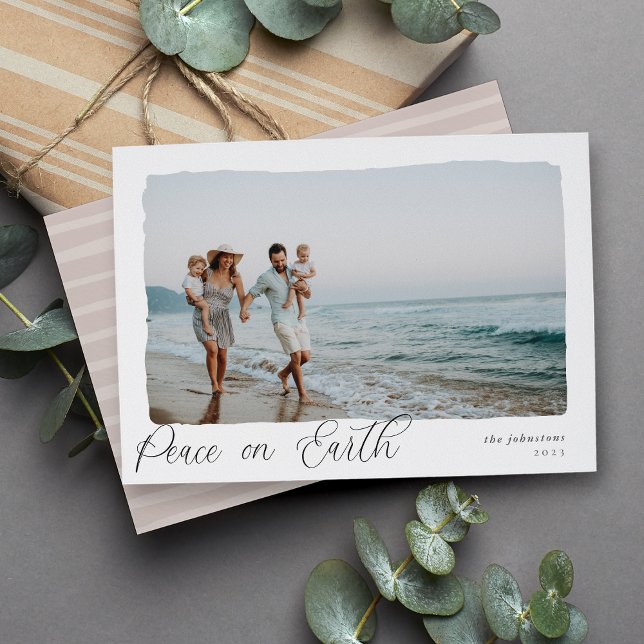 Cartes Pour Fêtes Annuelles Wavy | Simple paix horizontale sur Terre photo (Créateur téléchargé)