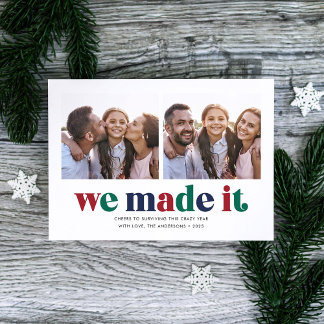 Cartes Pour Fêtes Annuelles We Made It Two Photo Christmas