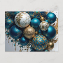 Weihnachtskugeln Gold Blau Luxus Fest