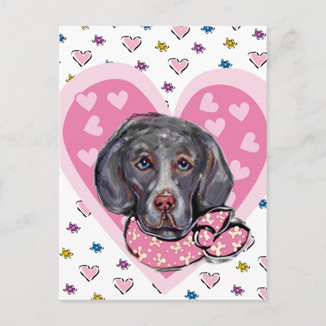 Cartes Pour Fêtes Annuelles Weimaraner de la Saint-Valentin (Devant)