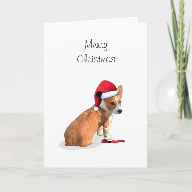 Cartes Pour Fêtes Annuelles Welsh Pembroke Corgi Joyeux Noël (Devant)