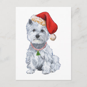 Cartes Pour Fêtes Annuelles West Highland White Terrier Santa Claus