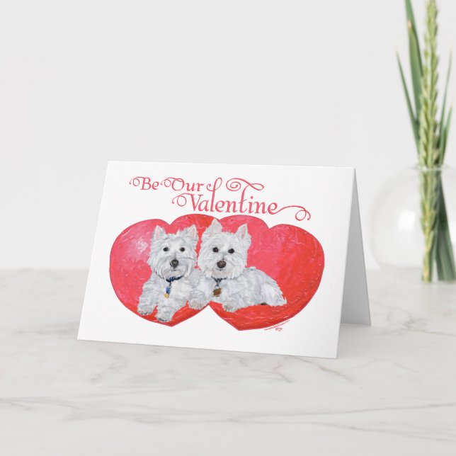 Cartes Pour Fêtes Annuelles West Highland White Terriers Valentine (Devant)
