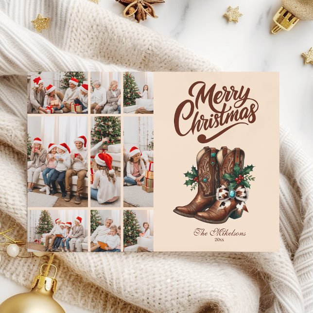Cartes Pour Fêtes Annuelles Western Bow & Boots Christmas 9 Photo  (Créateur téléchargé)