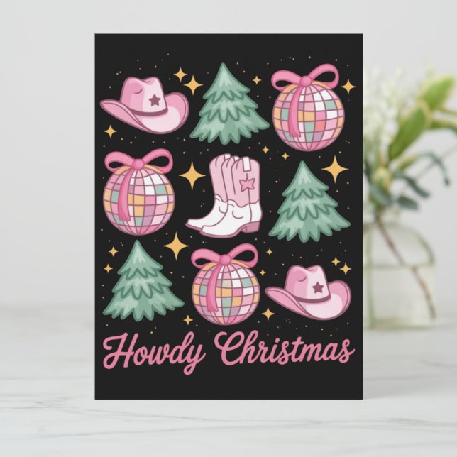 Cartes Pour Fêtes Annuelles Western Christmas Coquette Howd Girly Boots Hat  (Debout devant)