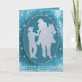 Cartes Pour Fêtes Annuelles Western Cowboy Cowgirl Horry Noël