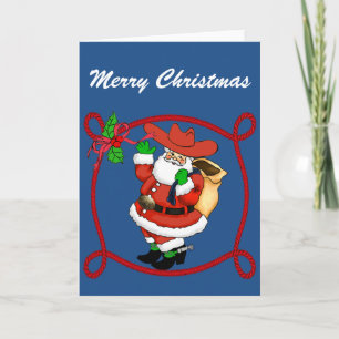 Cartes Pour Fêtes Annuelles Western Cowboy Père Noël