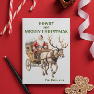 Cartes Pour Fêtes Annuelles Western Cowboy Père Noël Noël
