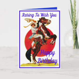 Cartes Pour Fêtes Annuelles Western Cowgirl Horse Joyeux Anniversaire