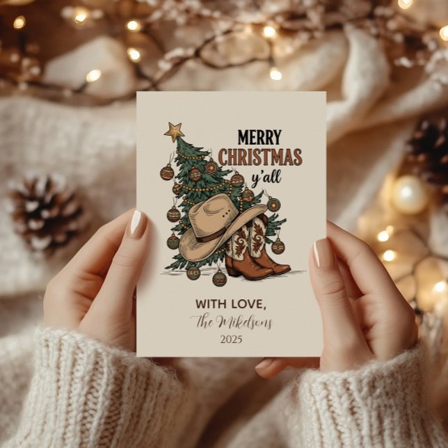 Cartes Pour Fêtes Annuelles Western Merry Christmas Y’all (Créateur téléchargé)