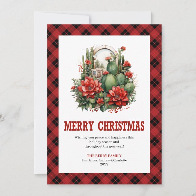 Cartes Pour Fêtes Annuelles Western Plaid Buffalo Christmas Greeting Card (Devant)