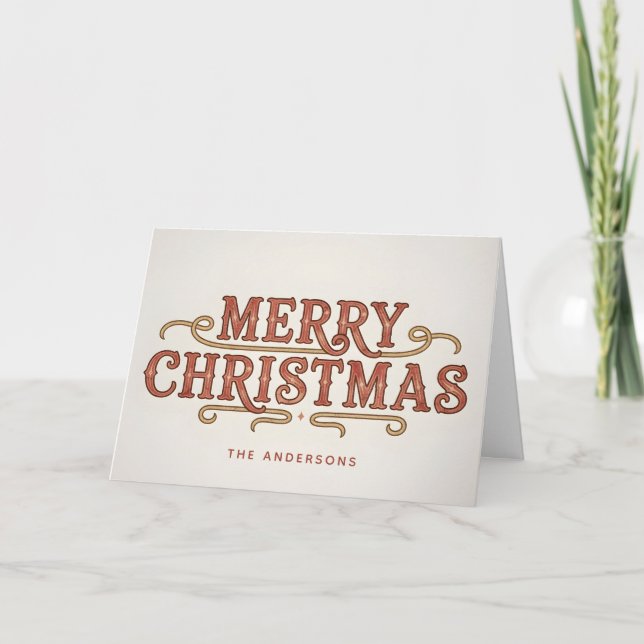 Cartes Pour Fêtes Annuelles Western Retro Script Merry Christmas (Devant)